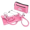 Primacare DS-9181-PK Professional Aneroid Sphygmomanometer and Sprague Rappaport Stethoscope, Manual Blood Pressure Kit with Cuff and Carrying Case, Pink