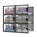 Primalite CRYSTAL CLEAR Stackable Shoe Storage Box- 6 Pack, Plastic Rectangular Foldable Rack Stand Container for Closet | Fits SHOES, FLATS, SNEAKERS, SANDALS, HEELS, HIGH TOPS-upto UK: 11 | US: 12