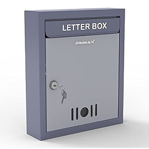 primax metal wall mount a4 letter box - mail boxoutdoor mailboxes home decoration with key lock dark grey