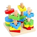 Wooden Four Sets Column, Geometric Shape Four Column Blocks, Early Educational & Learning Toys