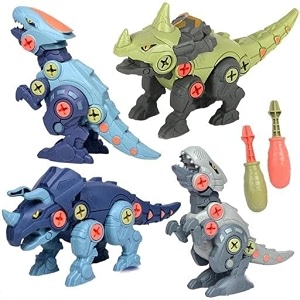 prime deals branded take apart dinosaur toys pack of 4 dinosaurs with screwdrivers dino kids building learning toys stem toy for boys and girls 3 4 5 6 7 8 year old boys and girls pack of 4