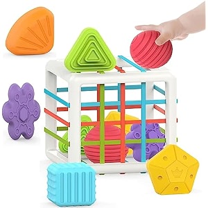 prime deals montessori toys for kids sensory toys shape sorter baby blocks colorful textured balls sorting games cube 6 pieces