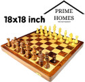 PRIME HOMES Wooden Foldable Chess Board With Chess Pieces| 18x18 Inch 45.72 cm Chess Board