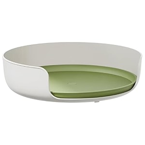 prime pick 360 rotating organiser tray  non-slip lazy susan with raised edge smooth turntable for kitchen bathroom cabinet spice rack organizer skincare amp cosmetic storage white