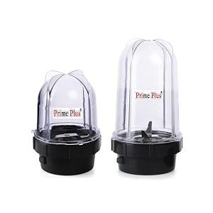 prime plus abs plastic bullet jar set 500ml amp 300ml for mixer grinder  durable black jars only  compatible with bullet mixer  multipurpose grinding amp blending