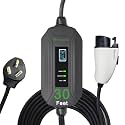 PRIMECOM Level 2 Electric Vehicle (EV) Charger (220V / 240Volt, 16Amp) Portable EVSE Smart Electric Car Charger, 30', 40', and 50 Feet Lengths (NEMA 10-50P, 30 Feet)