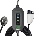 PRIMECOM Level 2 Electric Vehicle (EV) Charger (220V / 240Volt, 16Amp) Portable EVSE Smart Electric Car Charger, 30', 40', and 50 Feet Lengths (30 Feet, 10-30P)