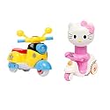 Unbreakable Funny Cartoon Pull Back Friction Power diecast Toy Vehicle Push and Go Crawling Toys for Boys and Girl's Kids, 3 Years (Multicolor) (Kitty*Scooter)