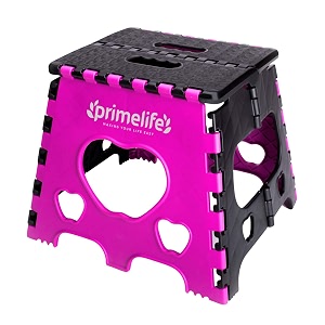 primelife 12 inches super strong folding step stool for adults and kids kitchen stepping stools garden step stool kitchen stool 12 inch pink - black