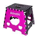 Primelife 12 Inches Super Strong Folding Step Stool for Adults and Kids, Kitchen Stepping Stools, Garden Step Stool Kitchen Stool (12 inch, Pink - Black)