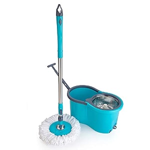 primelife magic spin mop with stainless steel handle rod set with plastic disc and 2 polyester microfibre refills - multicolor mop pro medium