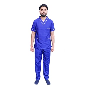 india unisex scrub suit set with piping v-neck 3 pocket top and cargo type trouser 42 x large royal blue