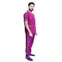 India Unisex Scrub Suit set with Piping V-Neck 3 Pocket Top and Cargo Type Trouser (38 Medium, Purple)