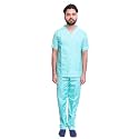 India Unisex Scrub Suit set with Piping V-Neck 3 Pocket Top and Cargo Type Trouser (40 Large, Sea Green)