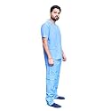 India Unisex Scrub Suit set with Piping V-Neck 3 Pocket Top and Cargo Type Trouser (34 x small, Sky Blue)