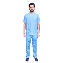 India Unisex Scrub Suit set with Piping V-Neck 3 Pocket Top and Cargo Type Trouser (32 xx small, Sky Blue)