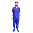 India Unisex Scrub Suit set with Piping V-Neck 3 Pocket Top and Cargo Type Trouser (38 Medium), Royal Blue