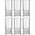 PrimeWorld European 295 ml Diamond Strips Glasses Set of 6 pcs - Tall Drinking Glasses for- Water, Juice, Colddrink, Mojito, Cocktail, Lead-Free, Perfect for Home, Restaurants and Parties