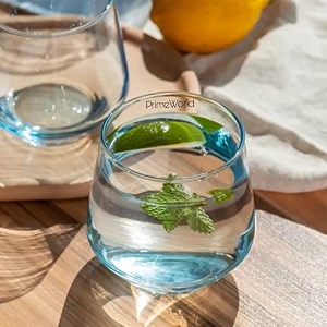 primeworld european 300 ml aquatic glasses set of 6 pcs - tall drinking glasses for- water juice colddrink mojito cocktail lead-free perfect for home restaurants and parties