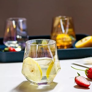 primeworld european 300 ml aquatic glasses set of 6 pcs - tall drinking glasses for- water juice colddrink mojito cocktail lead-free perfect for home restaurants and parties