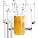 PrimeWorld European 540Ml Plain Can Hi-Ball Glasses With Straw Set Of 6 Pcs - Tall Drinking Glasses For- Water,Juice,Colddrink,Mojito,Cocktail,Lead-Free,Perfect For Home,Restaurants And Parties,Clear