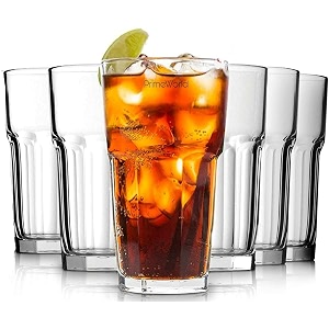 primeworld european crystal glass lead-free casablanca hi-ball tall drinking glasses  295 ml- set of 6 pcs