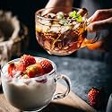 PrimeWorld Glass Coffee Cappuccino Tea Multipurpose Mug with Handle 480 ml Set of 3 Pcs for Breakfast Tea,Milk,Beverage,Oats,Yoghurt,Noodles,Soup etc