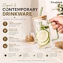 PrimeWorld Wesco Wooden Lid Drinking Glass Sipper Straw Tumbler Mug Set of 1 Pc Beer Soda and Tea Coffee Can Fruit Juice Milk Water Cup Cocktail, Smoothie Gift Glasses