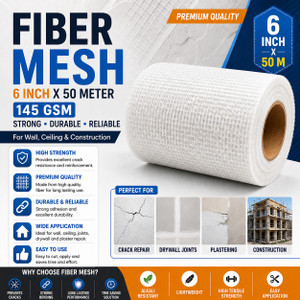 primo cleats 6 inch 145 gsm fiber mesh tape 50m for waterproofing plastering wall repair crack filler 12 kg