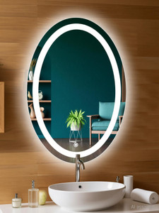 prince art 18x24 inch led wall mirror glass with touch sensor lights for home decor hd09 bathroom mirror oval finish  polished