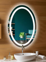 PRINCE ART 18x24 Inch LED Wall Mirror Glass with Touch Sensor Lights for Home Decor HD09 Bathroom Mirror (Oval Finish : Polished)