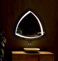 PRINCE ART 21x21 Inch LED Wall Mirror Glass with Touch Sensor Lights for Home Decor HD37 Bathroom Mirror (Round Finish : Polished)