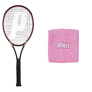 prince txt beast 98 tennis racket with wristband pnkwht