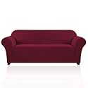 PrinceDeco Couch Covers for 3 Cushion Couch Sofa Pet Friendly Extra Large Couch Cover for Oversized Sofa Washable Furniture Protector Fitted Sofa Slipcovers Stay in Place(XL Sofa, Burgundy)