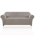 PrinceDeco Oversized Stretch Sofa Cover Slipcover 1-Piece, Spandex Jacquard Fabric Universal Couch Cover for 3 Cushion, Washable Non Slip Sofa Cover, Pet Friendly(XL Sofa 101"-110", Taupe)