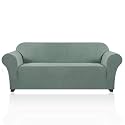 PrinceDeco Oversized Stretch Sofa Cover Slipcover 1-Piece, Spandex Jacquard Fabric Universal Couch Cover for 3 Cushion, Washable Non Slip Sofa Cover, Pet Friendly(XL Sofa 101"-110", Sage)