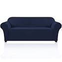 PrinceDeco Oversized Stretch Sofa Cover Slipcover 1-Piece, Spandex Jacquard Fabric Universal Couch Cover for 3 Cushion, Washable Non Slip Sofa Cover, Pet Friendly (XL Sofa 101"-110", Navy)