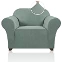 PrinceDeco Stretch Chair Cover Chair Slipcovers with Arms 1-Piece Chair Sofa Slipcovers or Living Room Non Slip Armchair Cover Furniture Protector Dogs Pet Friendly(ArmchairSage
