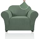 PrinceDeco Stretch Chair Cover Chair Slipcovers with Arms 1-Piece Chair Sofa Slipcovers or Living Room Non Slip Armchair Cover Furniture Protector Dogs Pet Friendly(Armchair,Loden Frost)