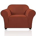 PrinceDeco Stretch Chair Cover Chair Slipcovers with Arms 1-Piece Chair Sofa Slipcovers or Living Room Non Slip Armchair Cover Furniture Protector Dogs Pet Friendly(Armchair, Rust)