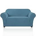 PrinceDeco Stretch Loveseat Sofa Cover Slipcover Couch Cover for 2 Cushion Sofa Washable Sofa Cover for Pets Friendly Furniture Protector Covers with Non Slip Bottom(Loveseat, Storm Blue)