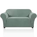 PrinceDeco Stretch Loveseat Sofa Cover Slipcover Couch Cover for 2 Cushion Sofa Washable Sofa Cover for Pets Friendly Furniture Protector Covers with Non Slip Bottom(Loveseat, Sage)