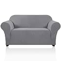 PrinceDeco Stretch Loveseat Sofa Cover Slipcover Couch Cover for 2 Cushion Sofa Washable Sofa Cover for Pets Friendly Furniture Protector Covers with Non Slip Bottom(Loveseat, Dove)