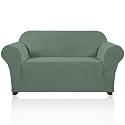 PrinceDeco Stretch Loveseat Sofa Cover Slipcover Couch Cover for 2 Cushion Sofa Washable Sofa Cover for Pets Friendly Furniture Protector Covers with Non Slip Bottom(Loveseat, Loden Frost)