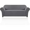 PrinceDeco Stretch Sofa Cover Slipcover 1-Piece, Spandex Jacquard Fabric Universal Couch Cover for 3 Cushion, Washable Non Slip Sofa Cover, Pet Friendly (Large Sofa 90"-100",Grey)