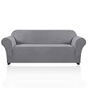 PrinceDeco Stretch Sofa Cover Slipcover Couch Covers for 3 Cushion Couch Furniture Protector Sofa Covers with Non Slip Elastic Bottom Dogs Pet Friendly Fitted (Sofa, Dove)