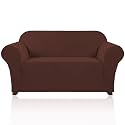 PrinceDeco Stretch Sofa Slipcover 1 Piece Sofa Cover for 2 Cushion Couch Furniture Protector/Cover Couch with Elastic Bottom Soft and Durable Sofa Cover Pet Protector (Loveseat, Burnt Brick)