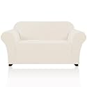 PrinceDeco Stretch Sofa Slipcover 1 Piece Sofa Cover for 2 Cushion Couch Furniture Protector/Cover Couch with Elastic Bottom Soft and Durable Sofa Cover Pet Protector (Loveseat,Cream)