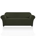PrinceDeco Stretch Sofa Slipcover 1 Piece Sofa Cover for 3 Cushion Couch Furniture Protector/Cover Couch with Elastic Bottom Soft and Durable Sofa Cover Pet Protector (XL Sofa, Olive)