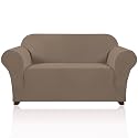 PrinceDeco Stretch Sofa Slipcover 1 Piece Sofa Cover for 2 Cushion Couch Furniture Protector/Cover Couch with Elastic Bottom Soft and Durable Sofa Cover Pet Protector (Loveseat,Macchiato)